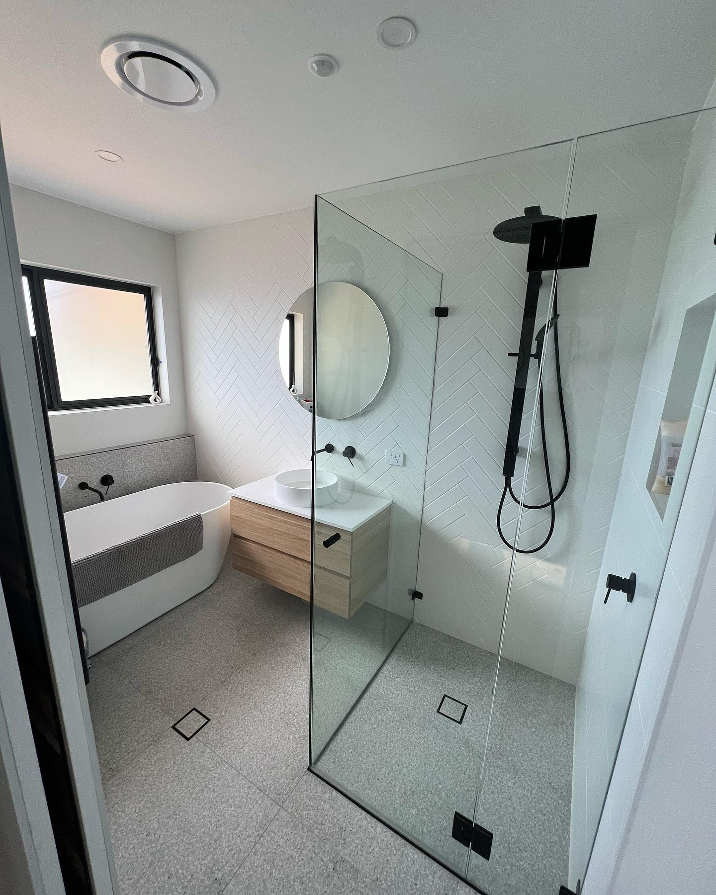 Bathroom waterproofing membrane and substrate prep in progress, BRT Building Canberra