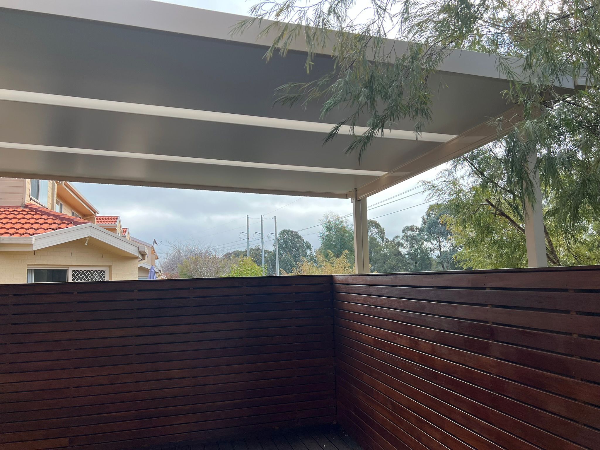 Bruce — Flyover pergola with skylight panels