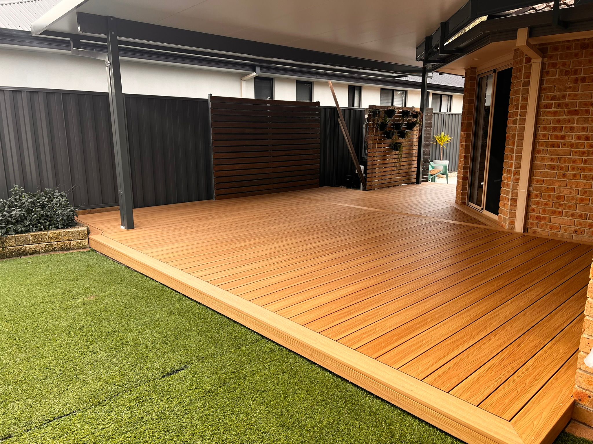 Composite deck and pool surround under pergola, McKellar Canberra