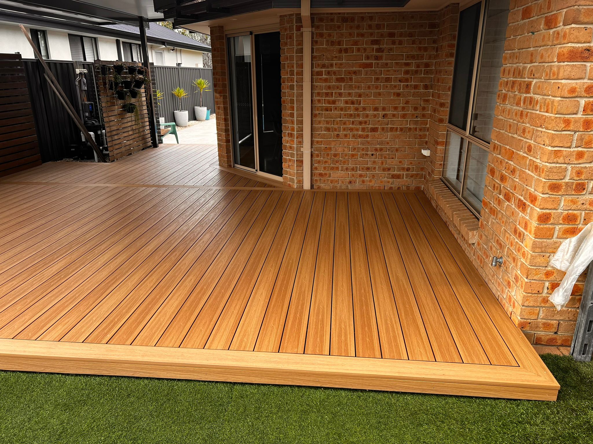 Detail of pergola, pool, and composite deck integration, McKellar Canberra