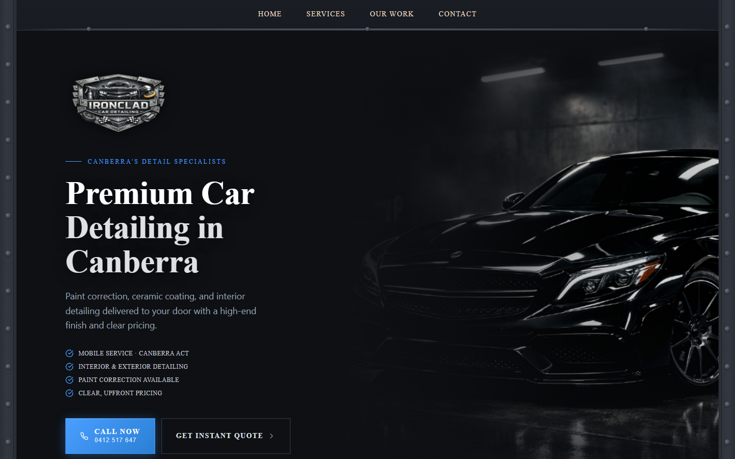 Ironclad Car Detailing website