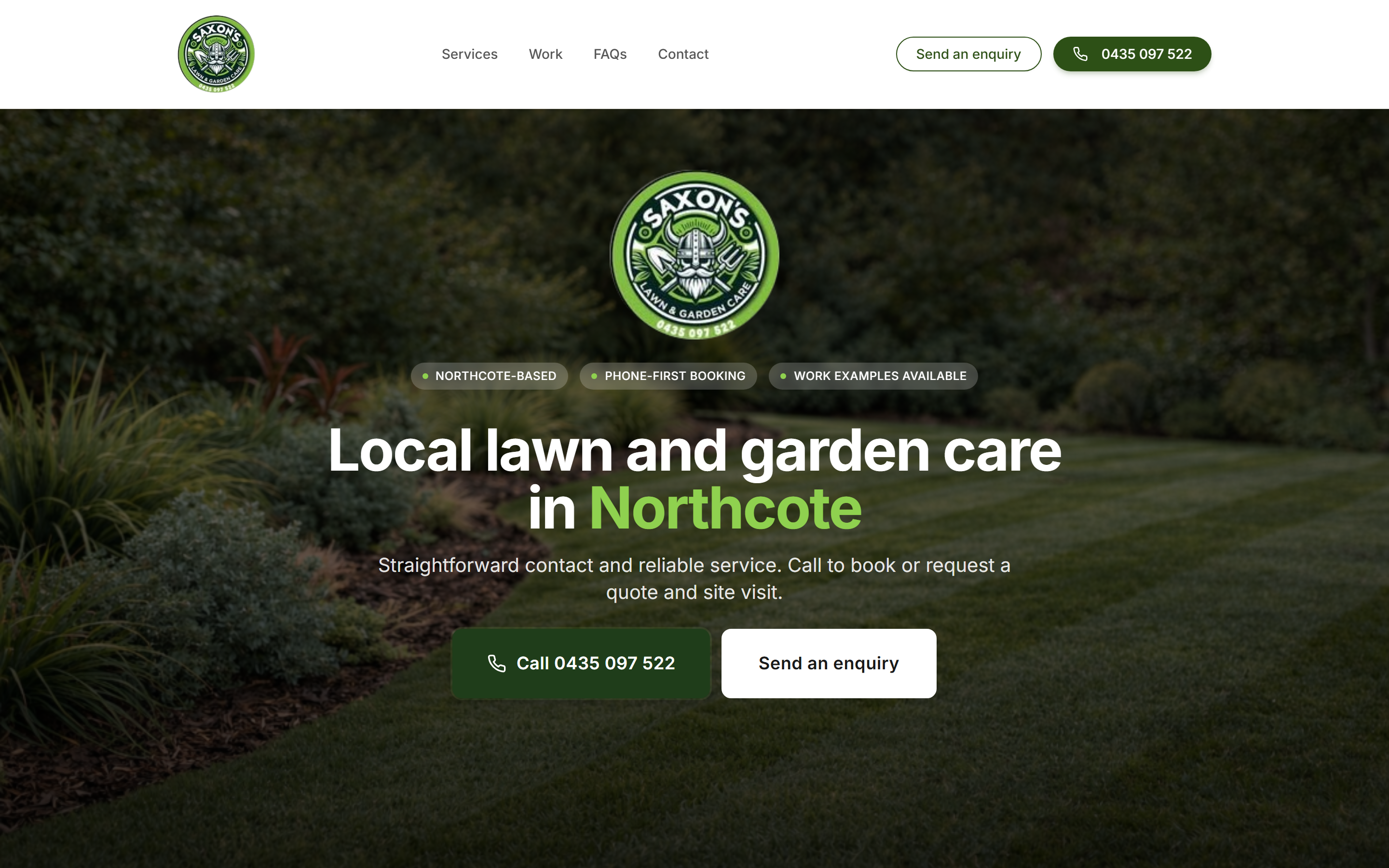 Saxon's Lawn and Garden Care website home page